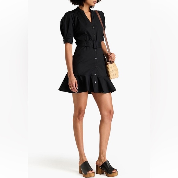Veronica Beard Dresses & Skirts - Veronica Beard Molly Stretch Cotton Poplin Belted Mini Dress Black NWT